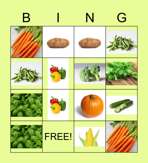 Veggie BINGO Card