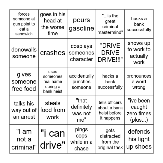 Yuno Sykk Bingo Card