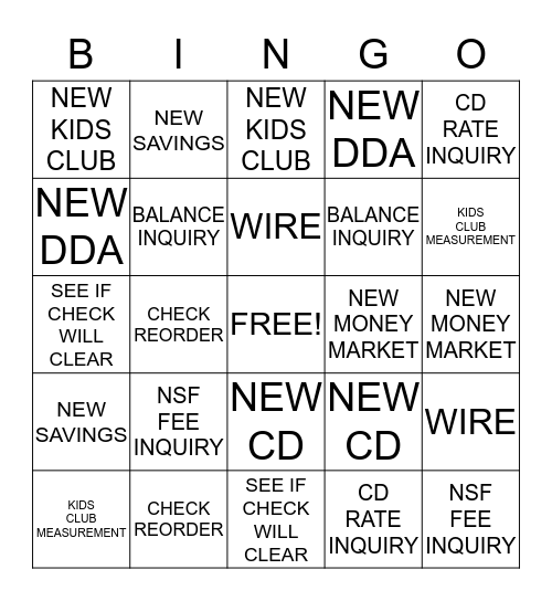 FIRST CLOVER LEAF BANK BINGO Card