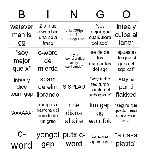 Stream de ElmilloR bingo Card