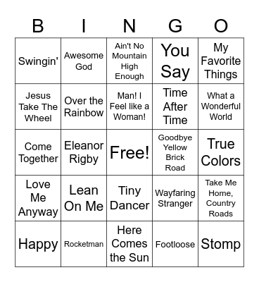 Music Bingo Card