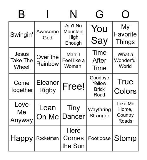 Music Bingo Card