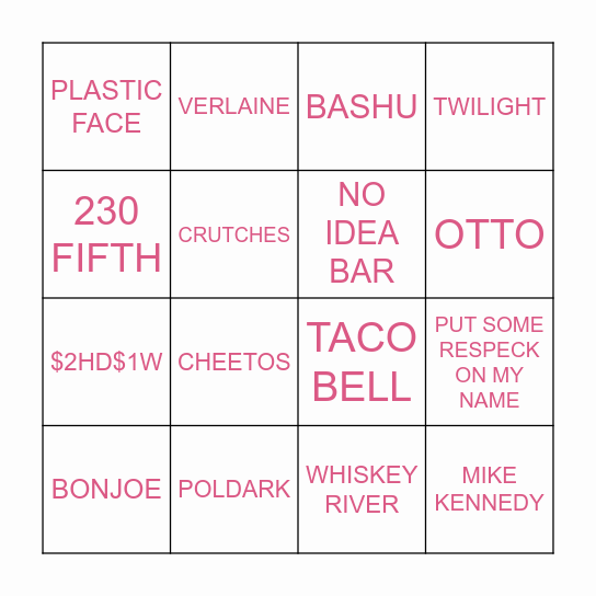 AMK BINGO Card