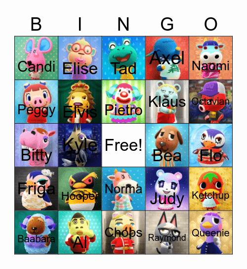 Animal Crossing Bingo Card