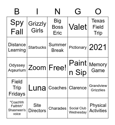 ASES Bingo Card