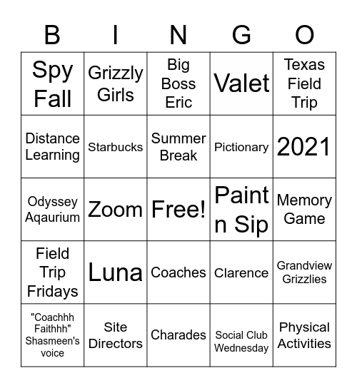 ASES Bingo Card