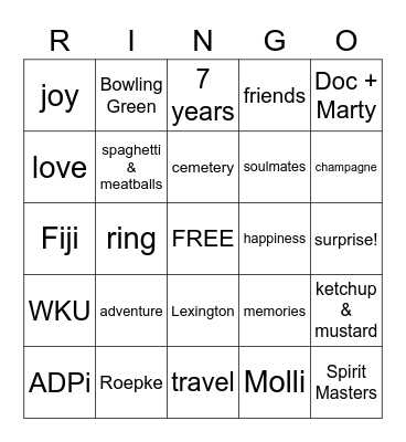 Congrats, Erik & Molli! Bingo Card