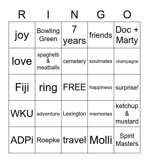 Congrats, Erik & Molli! Bingo Card