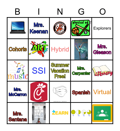 Thomas Paine 5th grade Bingo Card