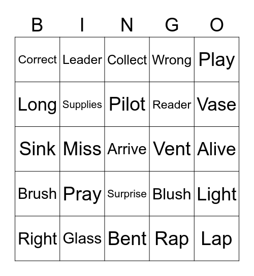 Minimal Pairs Bingo Card