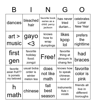ann's bingo :D Bingo Card