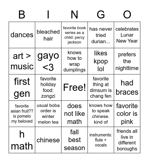ann's bingo :D Bingo Card