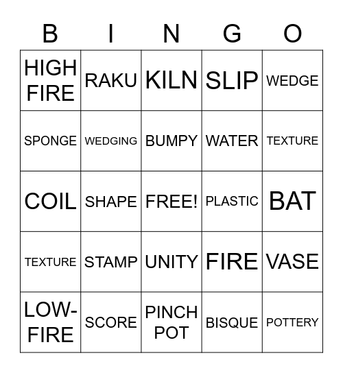 CERAMIC TERMS Bingo Card