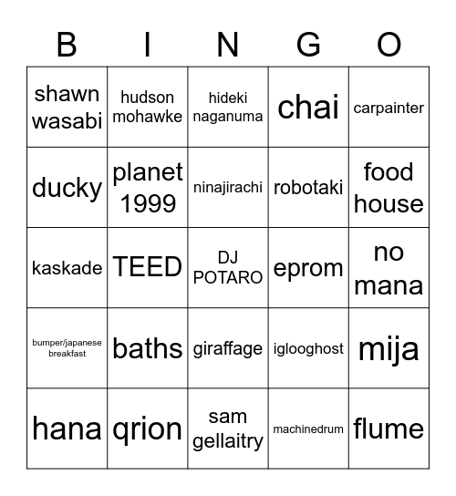 secret sky bingo Card