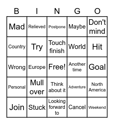 ASL 2 Plans and Goals Bingo Card