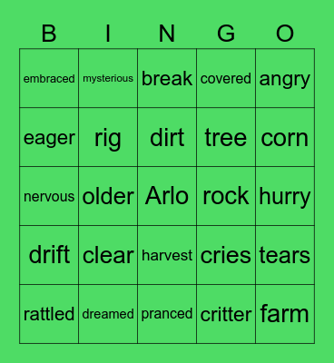 "R" Bingo Card