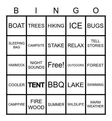 camping Bingo Card