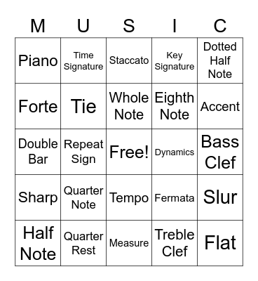Band Bingo Card