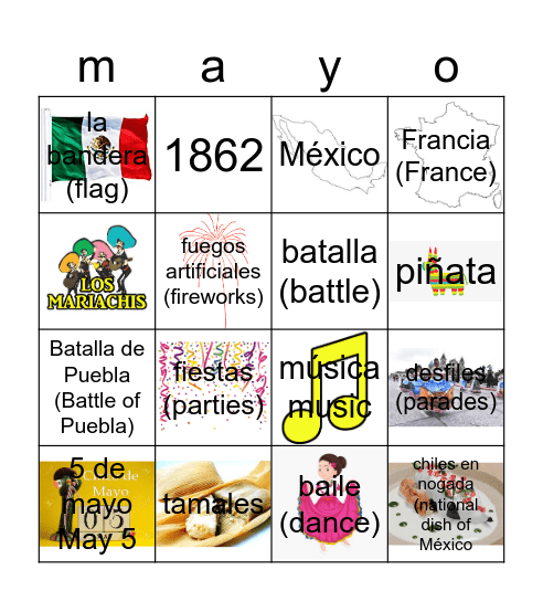 5 de mayo Bingo Card