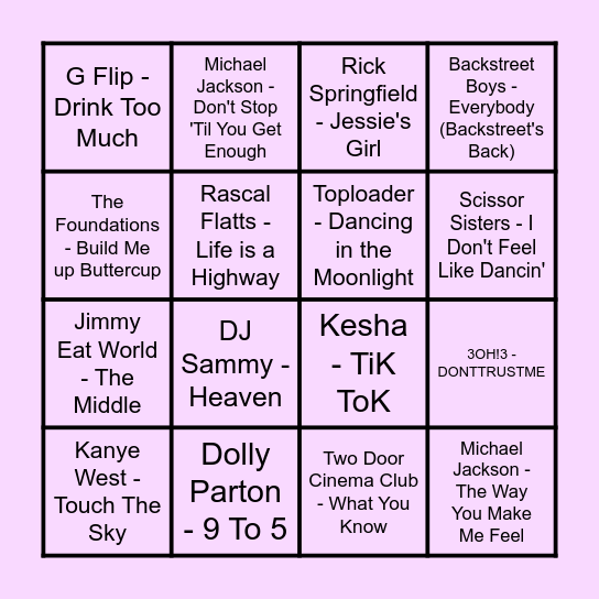 Prince Music Bingo #2 Bingo Card