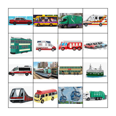 Bingo Hong Kong Transportation Bingo Card