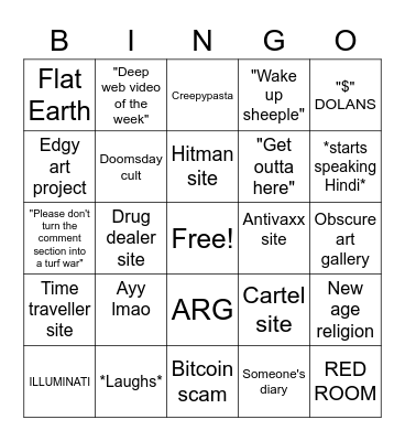 DEEP WEB BROWSING Bingo Card