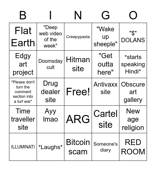 DEEP WEB BROWSING Bingo Card