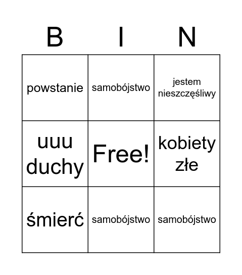 romantyzm Bingo Card