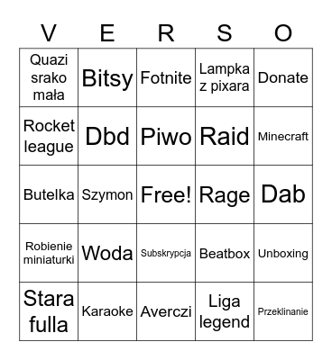 Bingo o Verso Bingo Card