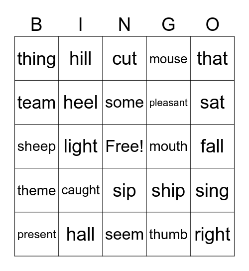 Pronunciation Bingo Card