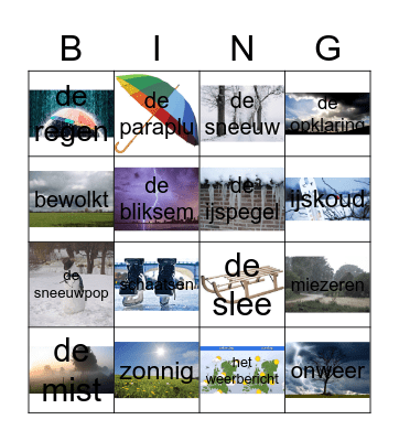 Het weer (logo 3000 Blok B thema 4) Bingo Card