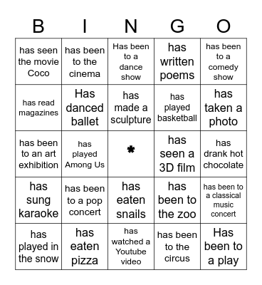 Find someone who... Bingo Card
