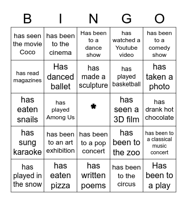 Find someone who... Bingo Card