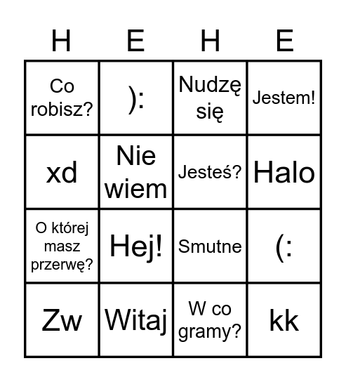 Rozmowa Bingo Card