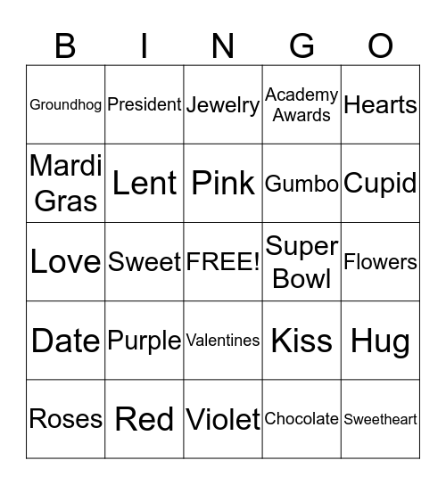 February Bingo Card