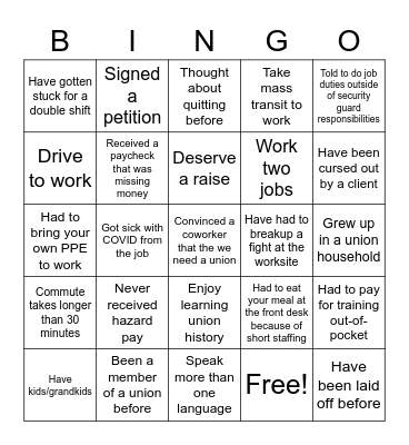 Solidarity Bingo! Bingo Card