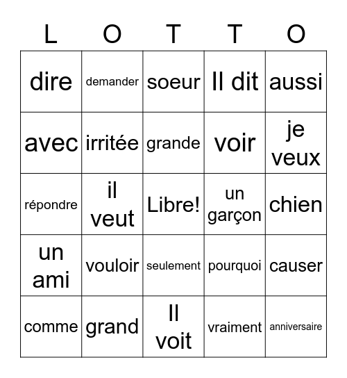 Brandon veut un chien Bingo Card