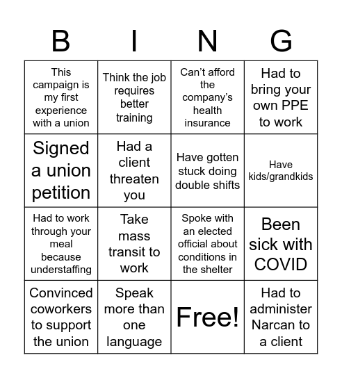 Solidarity Bingo! Bingo Card