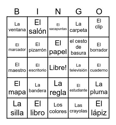 Objetos del Salón Bingo Card