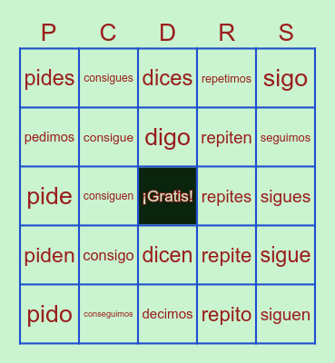 Esp1: 4.3: E-I Bingo Card