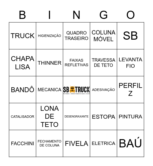 BINGO SB TRUCK Bingo Card