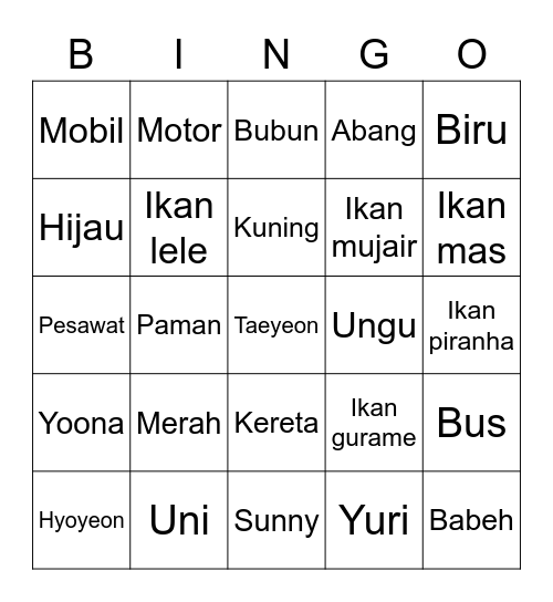 BINGO JEJE Bingo Card
