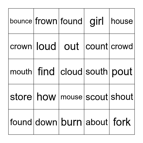 First Grade   1E/1S Bingo Card