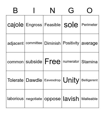 PRIDE Word of the Day BINGO 3 Bingo Card
