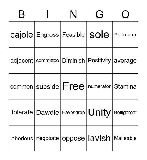 PRIDE Word of the Day BINGO 3 Bingo Card