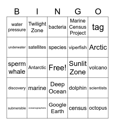 Deep in the Ocean Bingo Card