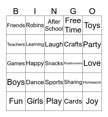 Happy Hours Bingo Card