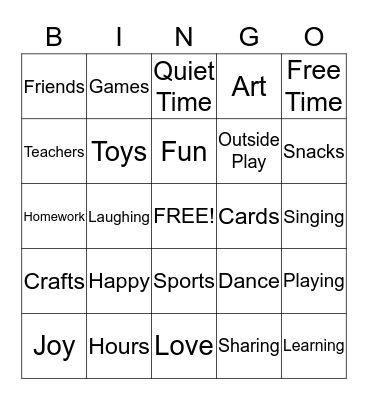 Happy Hours Bingo Card