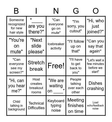 All Hands Bingo Card