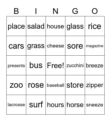 r, s, and z bingo! Bingo Card